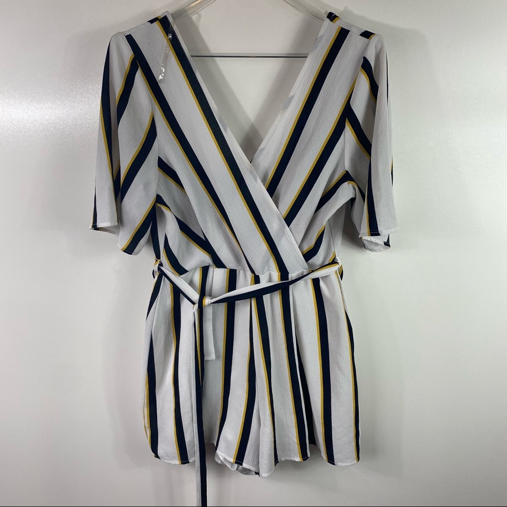 Trixxi Striped Romper with Belt Size Large